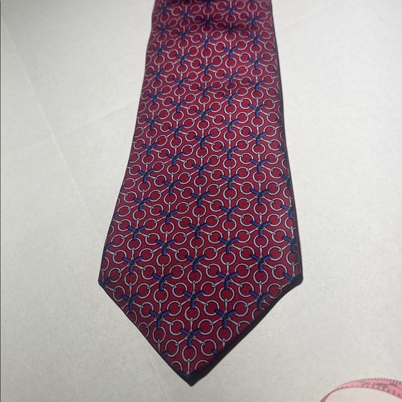 Hermes Red and Blue Silk Tie - Picture 1 of 4